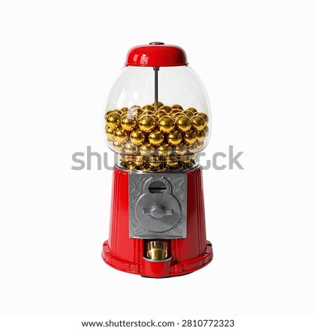 Red fire hydrant with chain, isolated on white background