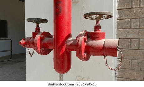 red fire hydrant pair installed 