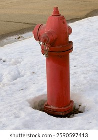 A red fire hydrant in the snow