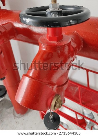Red Fire Suppression System Valve and Connection Point
