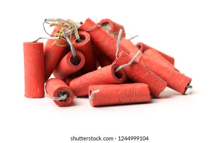 Red Firecrackers On White Background