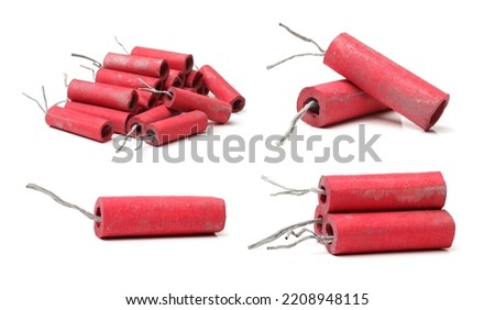 Red Firecrackers on white background 