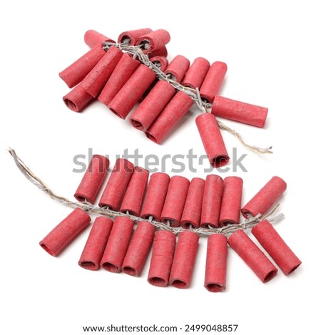 Red Firecrackers on white background 