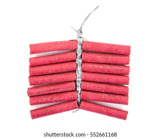 Red Firecrackers on white background.Firecrackers isolated
