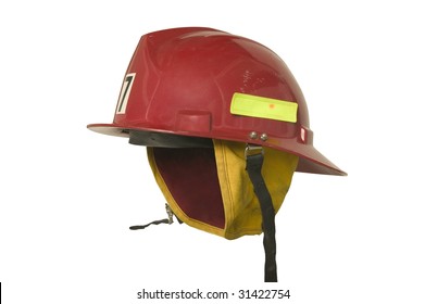red fireman hat side isolated on white