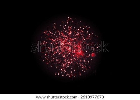  Red Firework Explosion Against Dark Night Sky