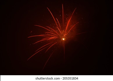 Red Firework On Black Sky Background