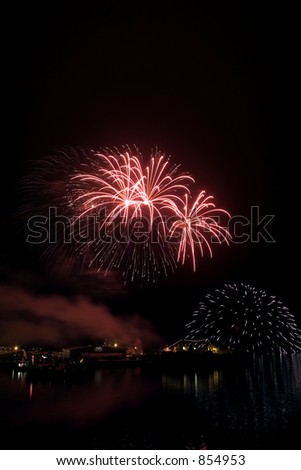 red fireworks exploding