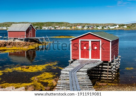 Red fishing sheds, Joe Batt's Arm, Fogo Island, Newfoundland