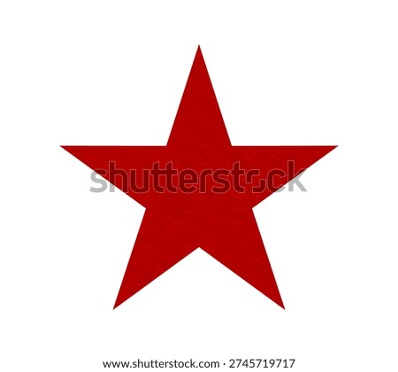 Red five point star isolated on white background with clipping path