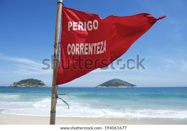 Red Flag Danger Brazilian Beach Rio Stock Photo Edit Now