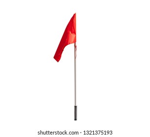 Red flag football or soccer isolated white background clipping path