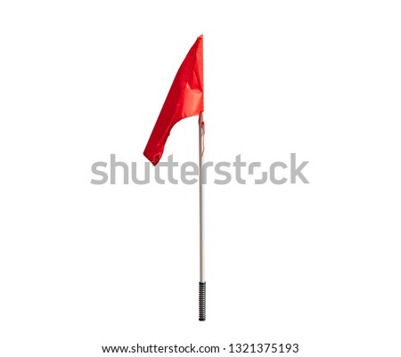 Red flag football or soccer isolated white background clipping path