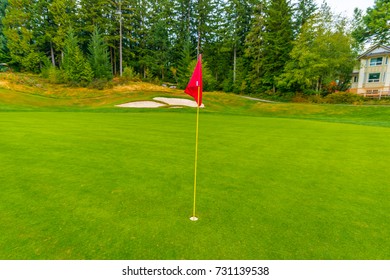 Red Flag At The Golf Course.