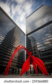 Red Flamingo Sculpture In Chicago