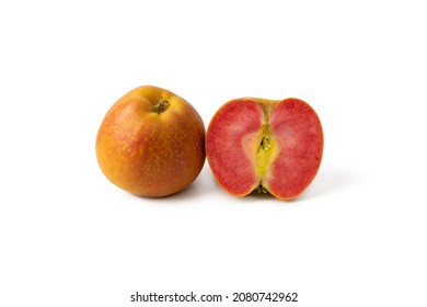 Red flesh (pink pearl) apple isolated on white background
