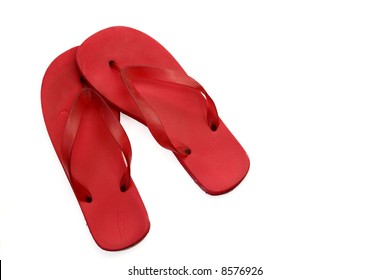 Red Flip Flops Isolated On White