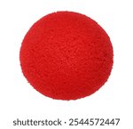 Red foam clown nose with a textured surface isolated on white background, ideal for costumes, or fun events.