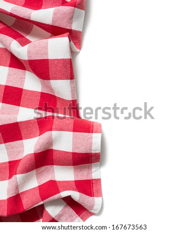 red folded tablecloth isolated on white