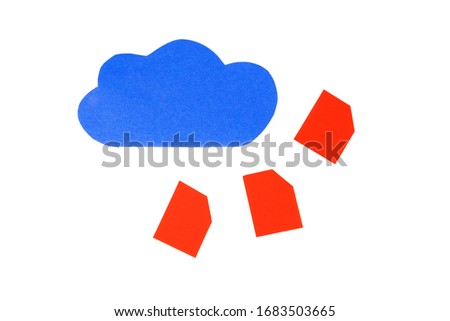 Red folders, files in the cloud abstract, simple paper cutouts, cloud data storage symbol, cloud computing operations simplified technology simplistic minimal download concept, icons isolated on white