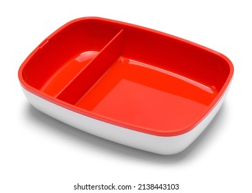 Red Food Tray Cut Out On White.