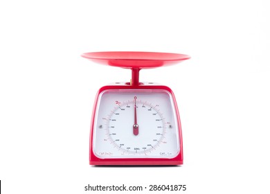 Red Food Weight Scale On White Background