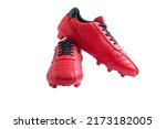 Red football shoes isolated over white background