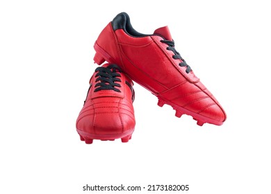 Red football shoes isolated over white background