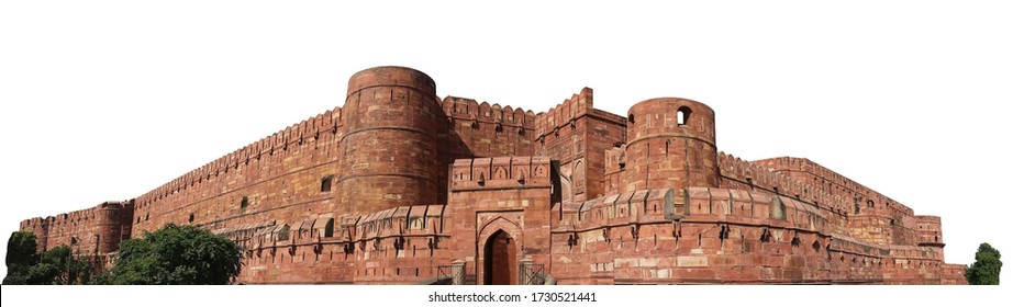 Red Fort (Delhi, India) isolated on white background