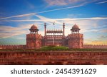 Red Fort fortress, India, Delhi, famous sunset view  