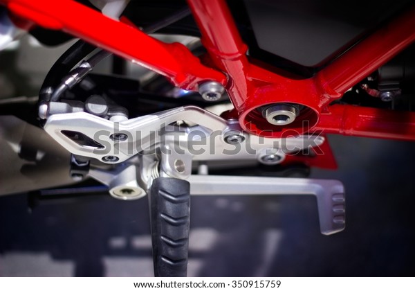 Red frame and gear
motorcycle, top view
