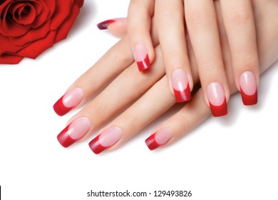 Red French Manicure.