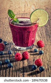 Red Fruit Smoothie Made From Wild Berries