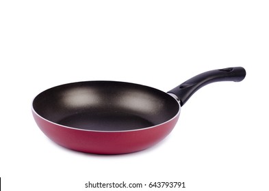 Red Frying Pan Isolated On White