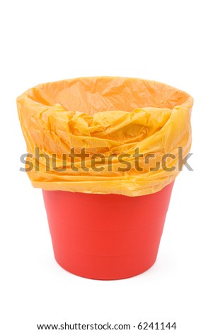 Red Garbage can with white background
