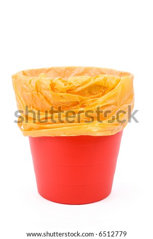Red Garbage can with white background