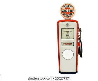 Red Gas Pump Isolated Over White Background. 