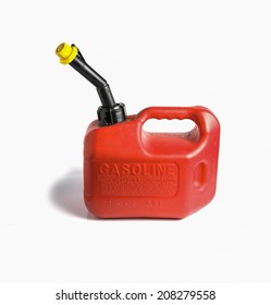 Red Gasoline Canister On A White Background.