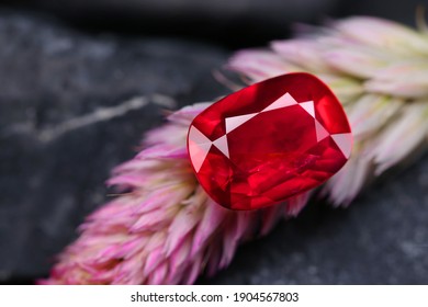 Red gemstone Beauty shot Close-up Background Texture