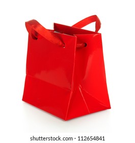 Red Gift Bag On A White Background.