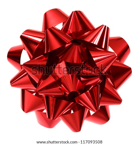 red gift bow isolated on white background