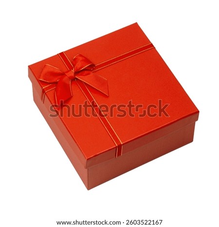 Red Gift Box with Bow and Gold Ribbon isolated on a white