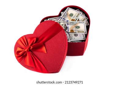 Red gift box in the form of a human heart and a cupbra worth 100 US dollars