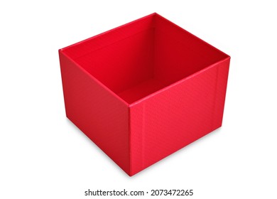 Red Gift Box On White Background, Red Box Mock.