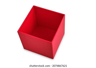 Red Gift Box On White Background, Red Box Mock.