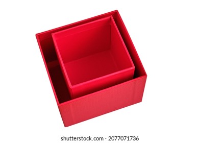 Red Gift Box On White Background, Red Box Mock.