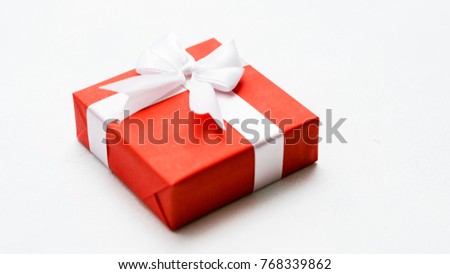 Similar – Image, Stock Photo White gift box on red background
