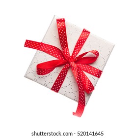 Red Gift Box With Ribbon Isolated On White