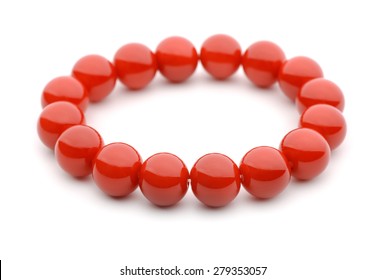 Red Glass Bracelet Isolated On White