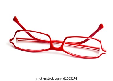 Red Glasses Isolated On White Background